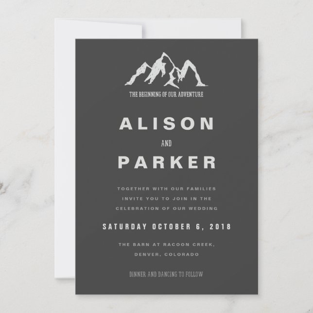 the beginning of our adventure wedding photo invit invitation (Front)