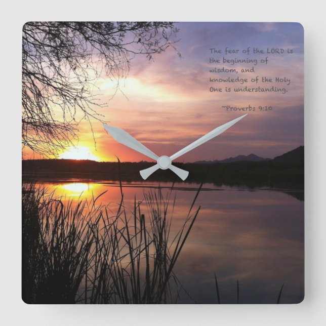 The beginning of wisdom.... square wall clock (Front)