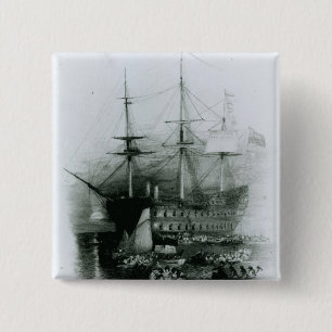 The Bellerophon at Plymouth Sound 2 Inch Square Button