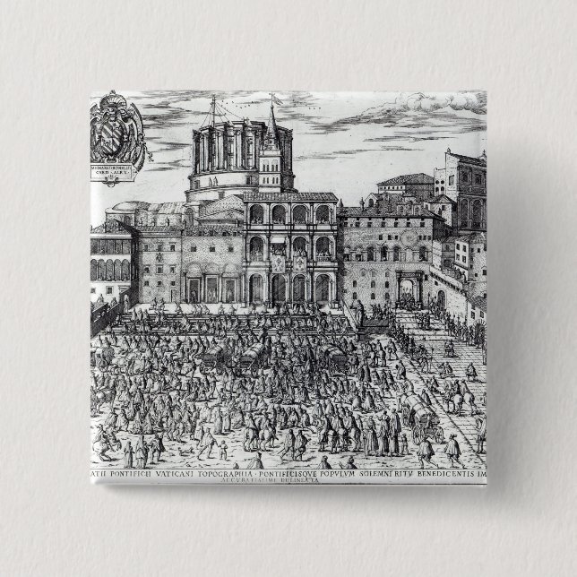 The Benediction of Pope Pius V 2 Inch Square Button (Front)