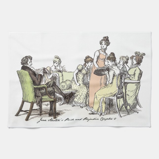 The Bennet Family - Jane Austen Pride & Prejudice Kitchen Towel (Horizontal)