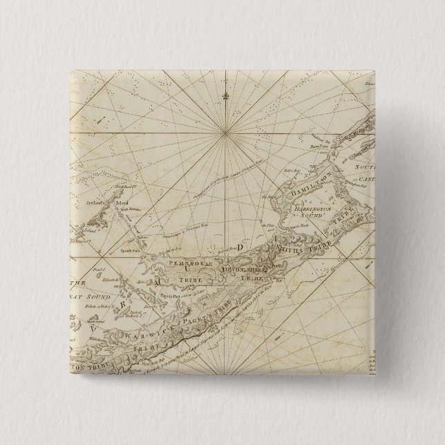 The Bermudas or Summer's Islands 2 Inch Square Button (Front)