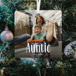 The Best AUNTIE' Custom Photo Cute Gift  Metal Ornament<br><div class="desc">Let an auntie know she is the best with this; Cute Modern Custom Photo Auntie Christmas Ornament. Design features fun white typography that reads 'The Best Auntie'. Simply upload your favourite picture and personalize the name/s of who its from. Text colour can be changed by using the 'customize further' tool....</div>