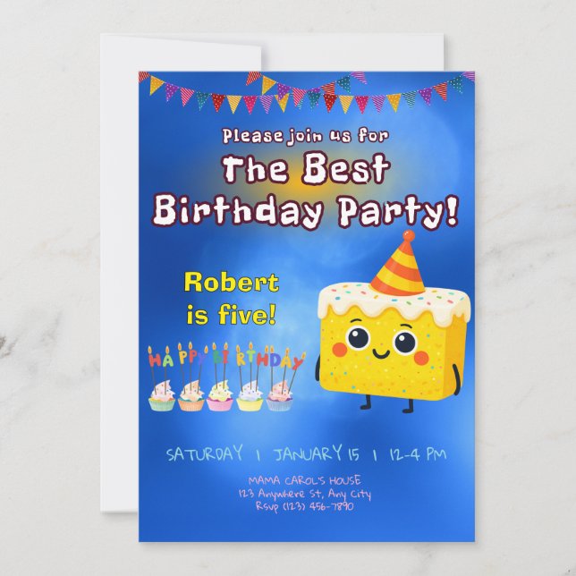The Best Birthday Party Cake Invitation (Front)