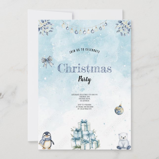 the best blue and whit christmas invitation (Devant)