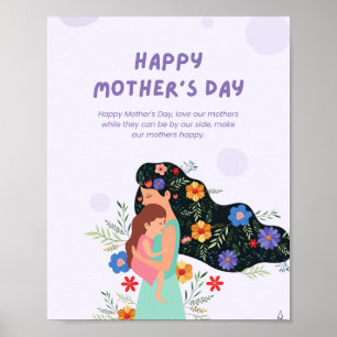 The Best Blue Happy Mothers Day Holiday Card Poster