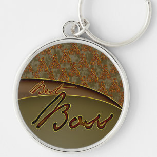 The best boss golden brown design keychain