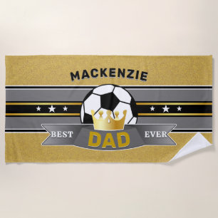 The Best Dad Ever Faux Gold FOOTBALL Sport Beach Towel