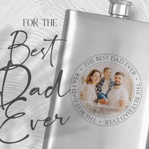 The Best Dad Ever Modern Classic Photo Hip Flask