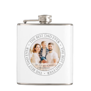 The Best Dad Ever Modern Classic Photo Hip Flask
