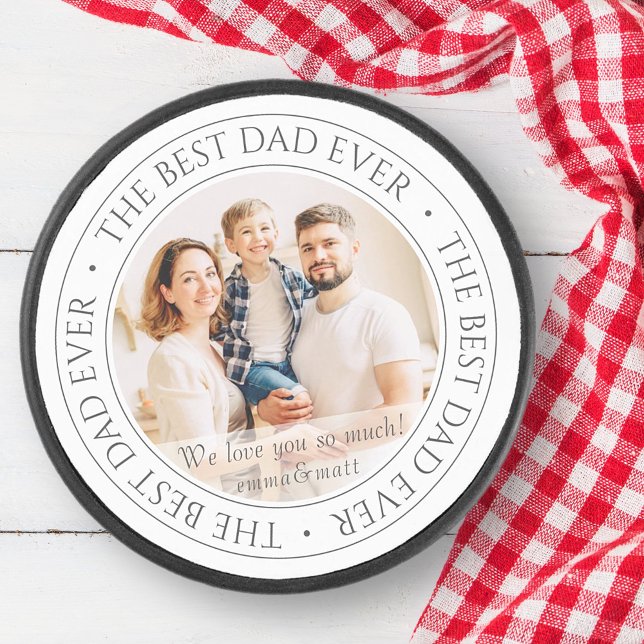The Best Dad Ever Modern Classic Photo Hockey Puck (Creator Uploaded)