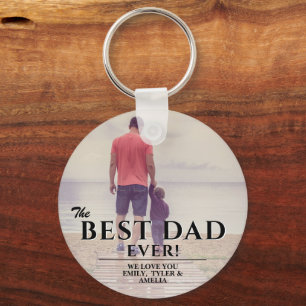 The Best Dad Ever Typography Father`s Day Photo Keychain