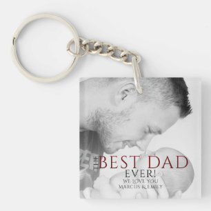 The Best Dad Ever Typography Father`s Day Photo Keychain
