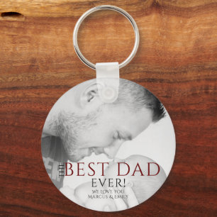 The Best Dad Ever Typography Father`s Day Photo Keychain