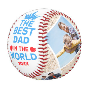 The Best Dad In The World, Personalized 4 Photos Baseball