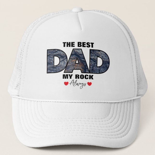"The Best Dad My Rock" Graphic Trucker Hat (Front)
