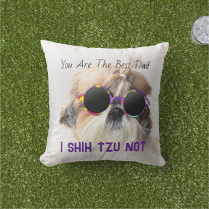 The Best dad Shih Tzu Not cute funny dog photo Outdoor Pillow
