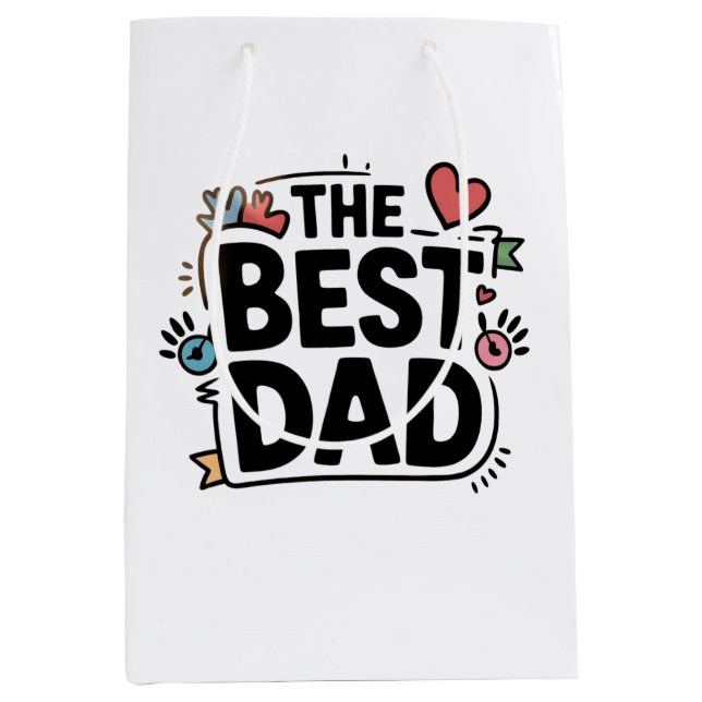 The Best Dad text design Medium Gift Bag (Front)