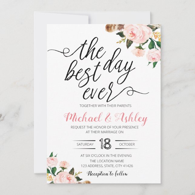 The best day ever wedding theme invitation (Front)