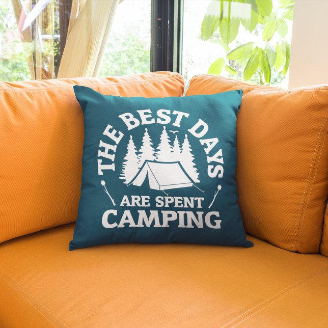 The Best Days Are Spent Camping Throw Pillow (Creator Uploaded)