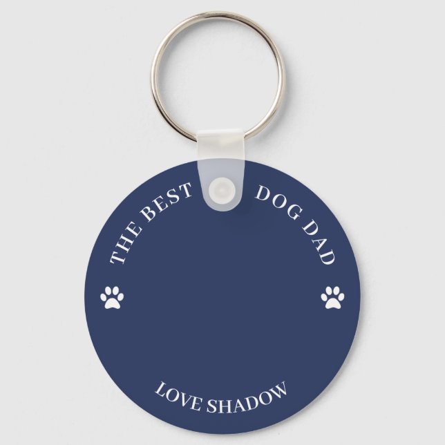 The Best Dog Dad Photo Blue Keychain (Front)