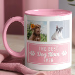 The Best Dog Mom Ever Pink Pet Collage Photo Mug<br><div class="desc">Show your appreciation for the best dog mom with this adorable pink photo collage mug! Featuring "The Best Dog Mom Ever" alongside space for four personalized pet photos, this mug is a daily dose of warmth and love. Perfect for Mother’s Day, birthdays, or any occasion to celebrate her bond with...</div>