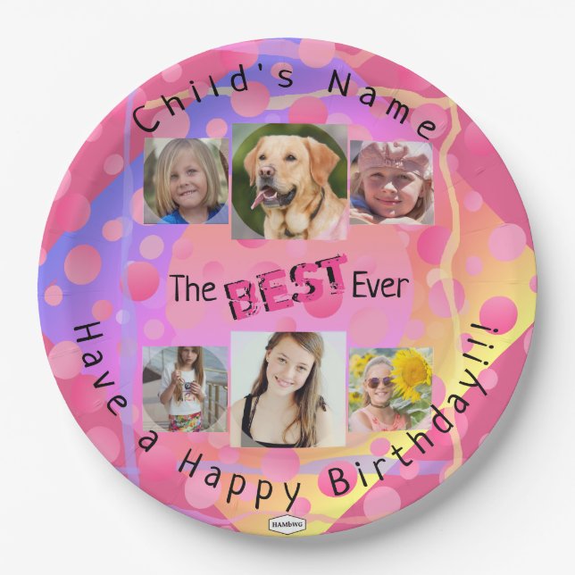 The Best Ever! Photo Birthday Paper Plate - HAMbWG (Front)
