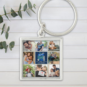 The Best Father ever Collage 8 Photos for Dad Keychain