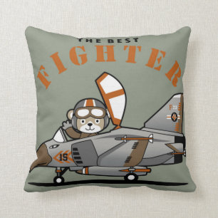 The Best Fighter Pilot Bear Throw Pillow