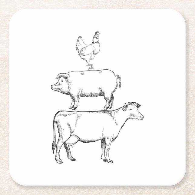 The best Funny Farm Animals For Farmers Square Paper Coaster (Front)