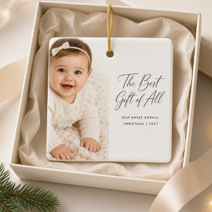 The Best Gift of All Personalized Baby Photo Ceramic Ornament