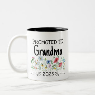 The Best Grandma Get Promoted Est 2025 Two-Tone Coffee Mug