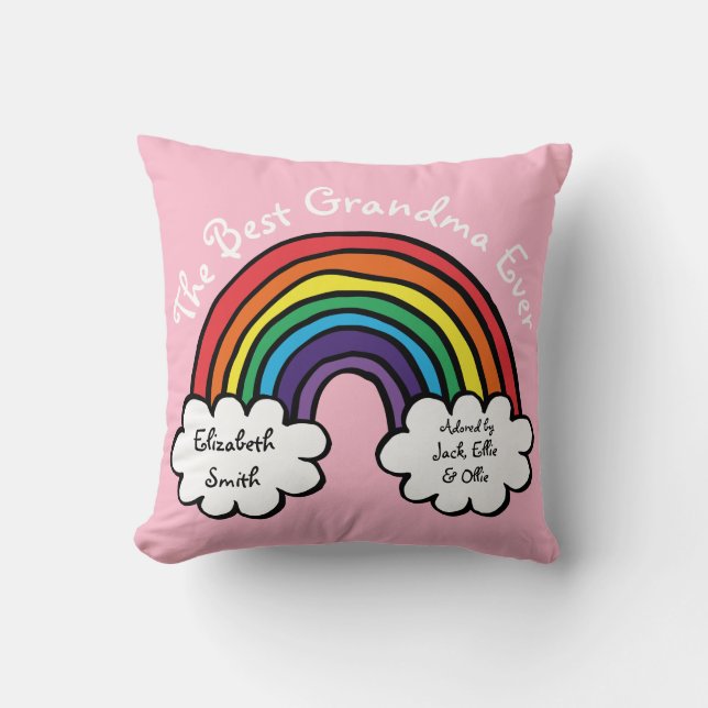 The Best Grandma Granny Ever Colourful Rainbow Pin Throw Pillow (Front)