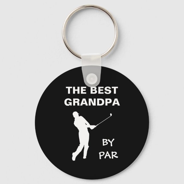The Best Grandpa By Par Golf Granddad Golfer Pun Keychain (Front)