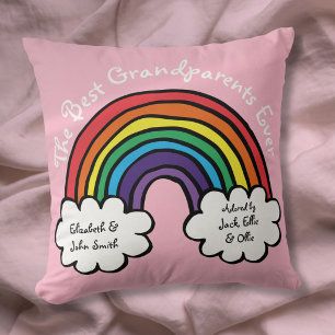 The Best Grandparents Ever Colourful Rainbow Pink Throw Pillow