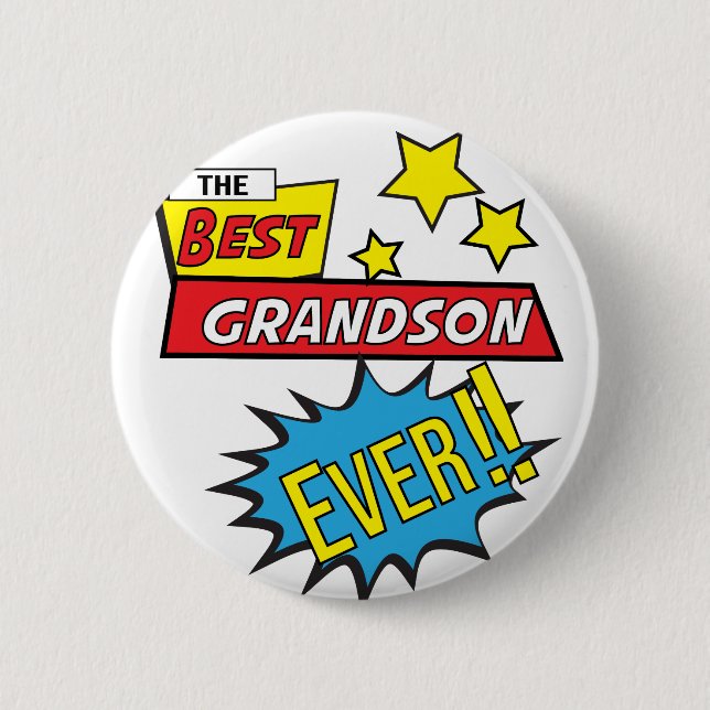 The best grandson ever pop art comic book 2 inch round button (Front)