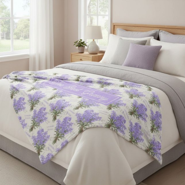 The Best Granny Lavender Floral Cozy Fleece Blanke Blanket (Creator Uploaded)