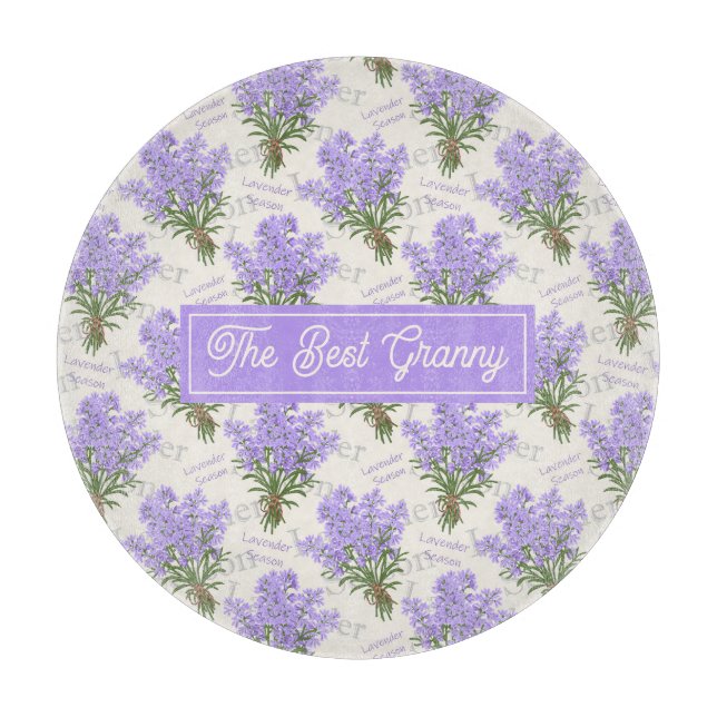 The Best Granny Lavender Personalized Glass Cutting Board (Front)