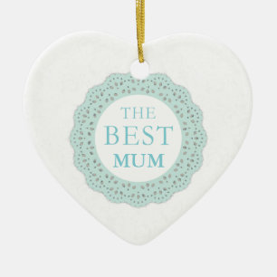 The Best Heart Ornament - Floral Lace - Mum/Nan