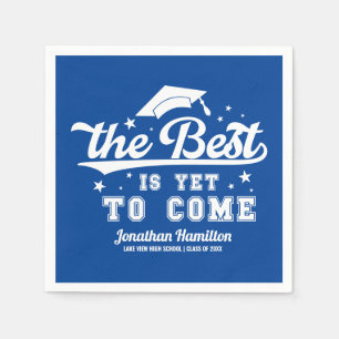 The Best Is Yet To Come Blue Grad Party Napkin