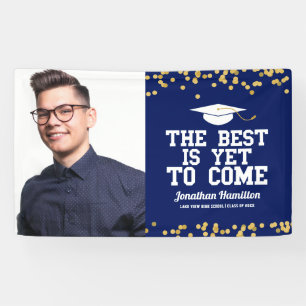 The Best Is Yet To Come Blue Grad Party Photo Banner