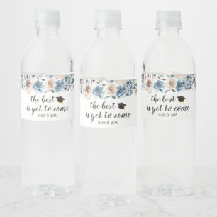 The Best is Yet to Come   Dusty Floral Graduation Water Bottle Label