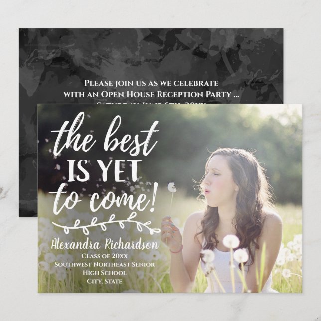 The Best is Yet to Come Overlay Photo Graduation Invitation (Front/Back)