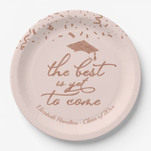 The Best Is Yet To Come Rose Gold Grad Party Pink Paper Plate