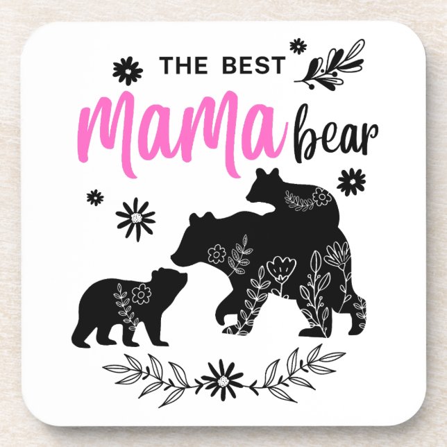 The Best Mama Bear with Two Bear Cubs Coasters  (Front)