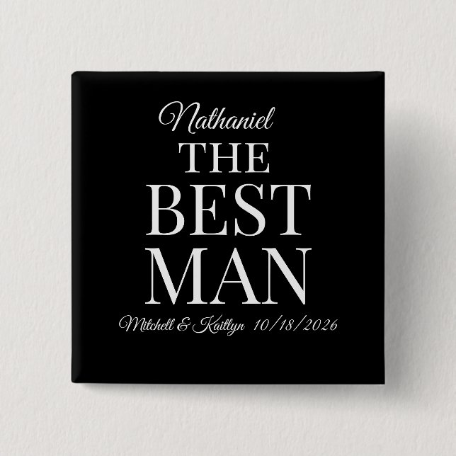 The Best Man Wedding 2 Inch Square Button (Front)