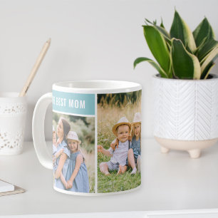 The Best Mom Aqua Photo Collage Coffee Mug