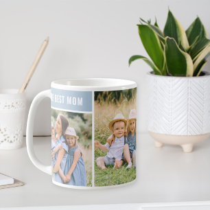 The Best Mom Dusty Blue Mothers Day Photo Collage Coffee Mug