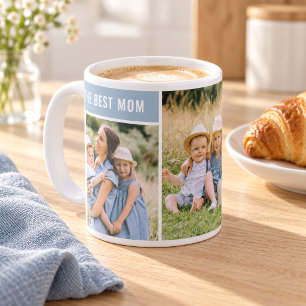The Best Mom Dusty Blue Photo Collage Coffee Mug