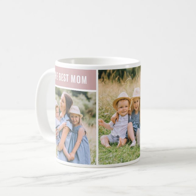 The Best Mom Dusty Rose Mothers Day Photo Collage Coffee Mug (Front Left)